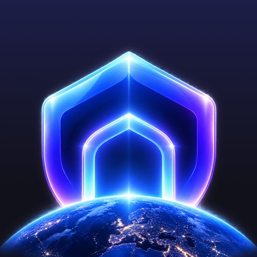 Starward VPN app icon: a glowing shield above the Earth at night